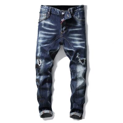 China Wholesale Direct Classic Viable Jean Demin Pants For Men Washed Ripped Jeans Medium Blue for sale