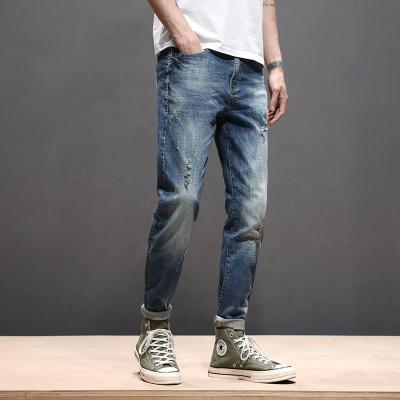 China Latest Design Brand Casual Skinny Ripped Denim Custom Logo Jeans Pants Breathable For Men for sale