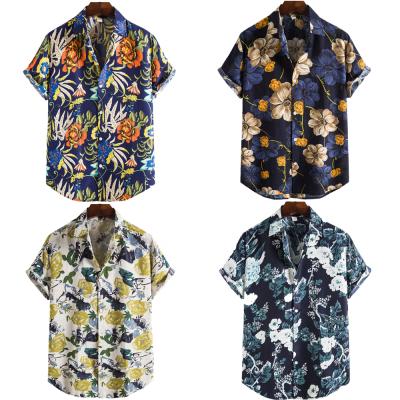 China Anti-Shrink Ready To Ship Wholesale Custom Made Casual Softener Print Turn-Down Collar Shirts Short Sleeve Shirts For Male for sale