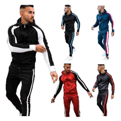 China Autumn Men Hooded Breathable Contrast Color Fashion Trend Sweatsuit Sports Casual Suit Baseball Suit for sale