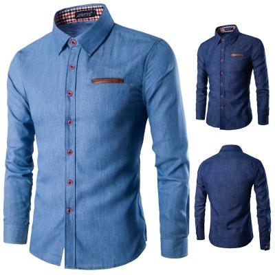 China Factory Sale Breathable Hot Cheap Price Classic Long Sleeve Men Blue Denim Shirt for sale