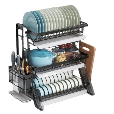 China 3 Layer Stocked Dish Racks with Chopper Rack and Fork Cage for sale