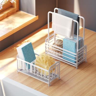 China Sustainable Sponge Holder for Sink, Sponge Holder for Kitchen Countertops, Sturdy Soap Organizer, White for sale