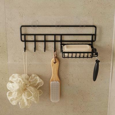 China Amazon Choice Minimalist Soap Dish Sponge Holder With Hook For Bathroom Kitchen Stainless Steel Shower Wall Mounted Antirust Trolley for sale