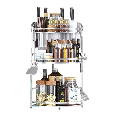 China Stored 304 Stainless Steel Countertop 3 Layer Spice Rack, Wall Mounted Kitchen Storage Rack, Large Capacity Spice Rack for sale