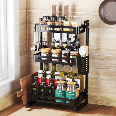 China Wholesale Kitchen Countertops Storage Shelf Holding Stainless Steel Storage For Spices Kitchen Rack Seasoning Spice Rack for sale