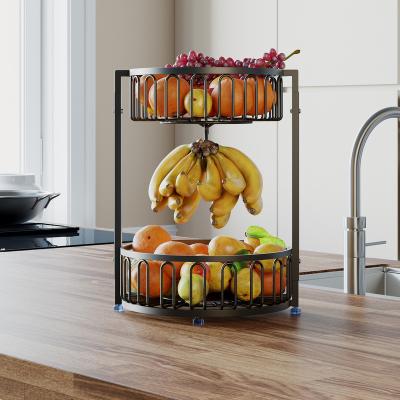 China Sustainable Fruit Basket Two Tier Fruit Basket Rack For Storing And Organizing Vegetables, Eggs And More Fruit Basket For Counter Or Hanging for sale