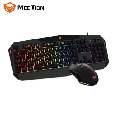 China MeeTions-Regenbogenrücklicht ergonomisches verdrahtetes USB-PC-Spieltastatur- und -mäusespiel kombiniert zu verkaufen