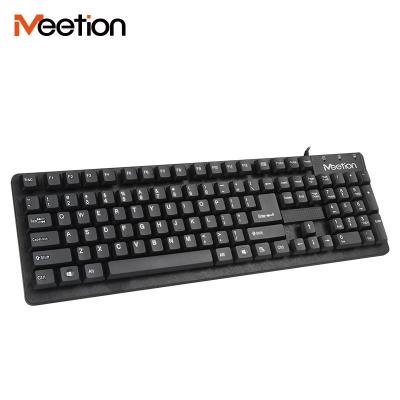 中国 MEETION MT-K202米国のレイアウトのPCのためのUSBによってワイヤーで縛られる人間工学的の防水専門のオフィスのキーボード 販売のため