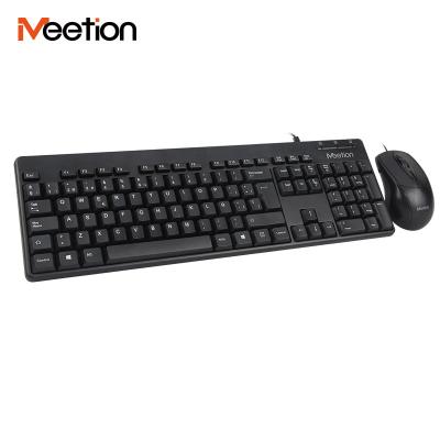 China Meetion Brand Cheapest Ergonomic Standard USB Cord Wired Office Keyboard and Mouse Combo For Laptop And Desktop for sale