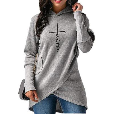 China Anti-wrinkle L-1064 2021 hot European and American Amazon style long-sleeved women's top irregular hoodie the new for sale