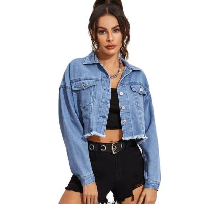 China 2021 Trend Sustainable Women Fashion Outfit Denim Long Sleeve Jeans Women Short Jacket for sale