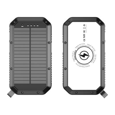 China New Product Fast Black IP66 5v/2.1A 540g 20000mAh Support 2023 Solar Panel Power Bank Waterproof Solar Powered for sale