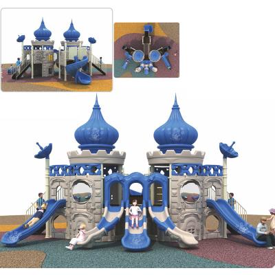 China Colorful Douli kids outdoor upscale castle theme multicolored LLDPE slide playground for children with Dia. 114mm upright posts for sale