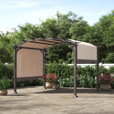 China Easily Assembled Outdoor 10' x 10' Steel Arched Pergola Patio Furniture Shade Frame Gazebo with Adjustable and Removable Canopy for sale