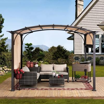 China Easily Assembled Outdoor Steel Garden Patio Rustproof Metal Pergola Pergola Gazebo With Retractable Canopy Shades for sale