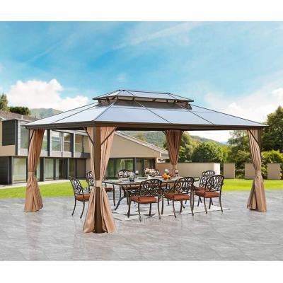 China Easily Assembled Heavy Duty Aluminum Gazebo Sun Garden PC Roof Gazebo for sale