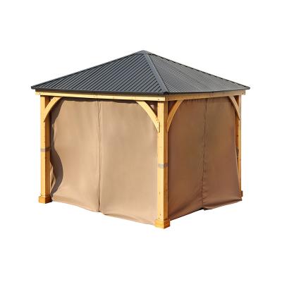 China Contemporary Lawn Garden Outdoor Wooden Gazebo With Curtains And Privacy Netting for sale