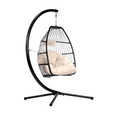 China Garden Furniture Steel Rattan Super Comfortable Outdoor Double Seater Cushion Removable Hanging Egg Chair for sale