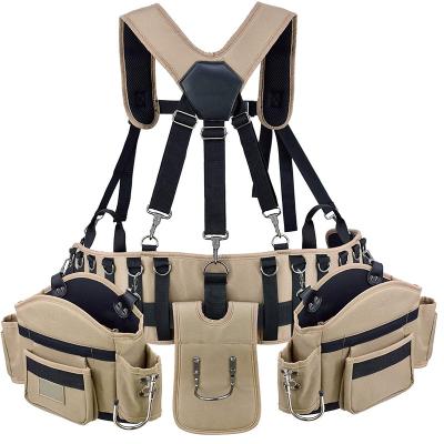 China Best Functional/Lightweight Selling Electrician Multi Durable Universal Canvas Compartment Tool Belt Waist Bag Suspenders Apron Waterproof Tool Bag for sale