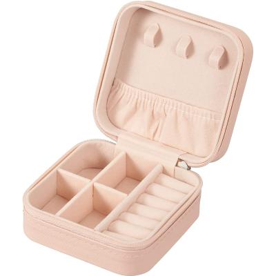 China Small PU Leather Jewelry Box Travel Portable Jewelry Case for sale