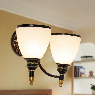 China Mid Century Wall Lamp Brass Double Arm With Shade Classic for sale