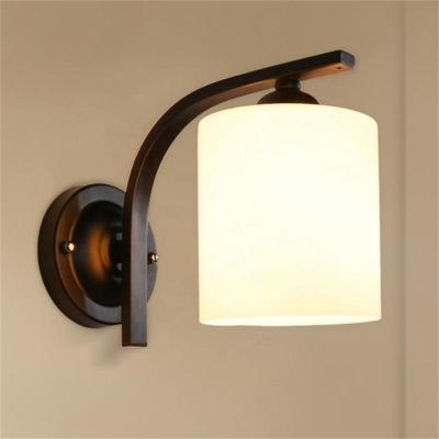 China Modern American European Wrought Iron Wall Lamp Restaurant Bedroom Hotel Simple Glass Wall Lamp for sale