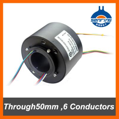 China 10A Electrical Rotary Connector With 6 Through Bored Slip Ring 50mm Circuits / Leads Contacts for sale