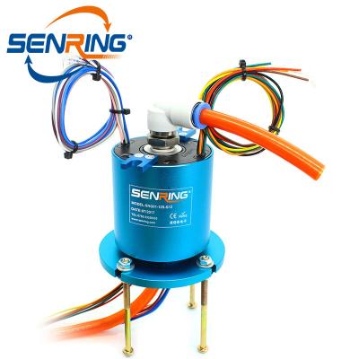 China Aluminum Alloy 1 Pass Rotary Union Electrical Slip Ring 6 /12/24 Circuits 5A Power With Port G1/4