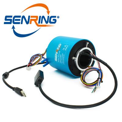 China Aluminum alloy USB slip ring signal / power transmiting with through senring hole 38.1mm for sale