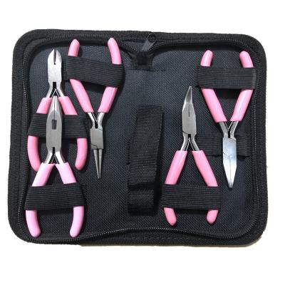 China Assembly 5 Pieces Jewelry Making Pliers Bent Nose Pliers Set and Wide Nose Pliers for Beading Jewelry Cutting Packaging for sale