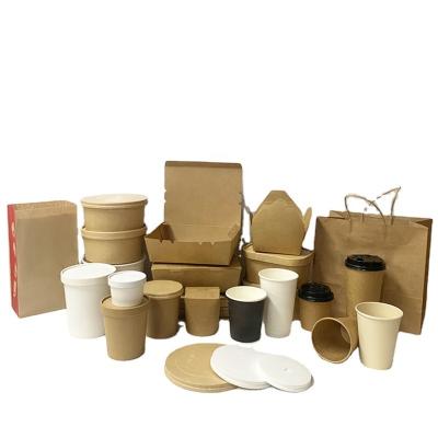 China Recycled Disposable Customized Materials Kraft Paper Salad Bowl Soup Cups Food Packaging Containers for sale