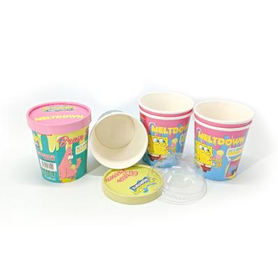 China Disposable Recycled Materials Take Away Food Bowl Yogurt Tub Ice Cream Biodegradable Paper Cup With Lid for sale