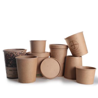 China Hot Selling Recycled Materials Kraft Paper Soup Cup Soup Disposable Paper Cups for sale