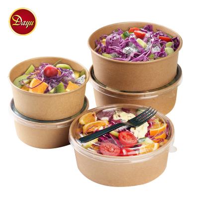 China Recycled Disposable Customized Materials Kraft Paper Salad Bowl Soup Cups Food Packaging Containers for sale