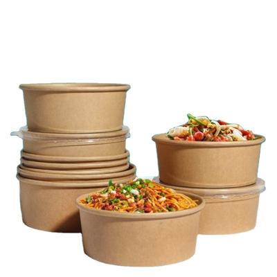 China Recycled Materials Food Grade 500ml-1300ml Paper Ramen Noodle Soup Cup Disposable Microwavable Salad Bowl for sale