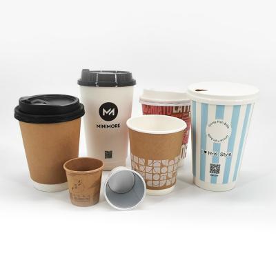 China Biodegradable Customized Printing Paper Coffee Cup Wall PLA Double Liner With Lid for sale