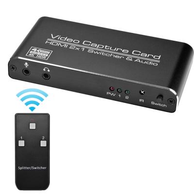 China Aluminum Alloy 2 Channel 4K HDMI Video Capture Card USB 3.0 Capture Board Game Video Record Live Streaming Broadcast Local Loop for sale