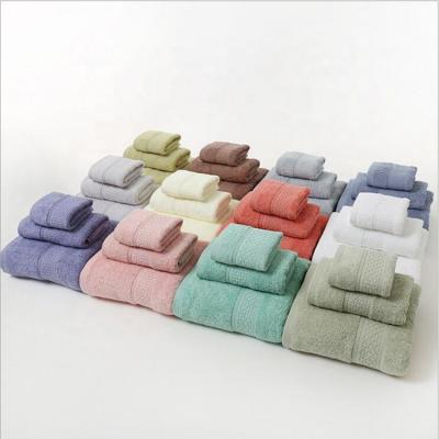 China Compressed Cotton 100% Solid Color Three Piece Terry Bath Towel Set for sale