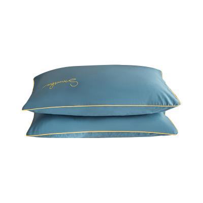 China Single plain plain color folded 40S pure satin embroidery cotton color satin pillowcase with logo for sale