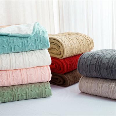 China Anti-Static Plush Solid Color Blanket Office Sofa Nap Leisure Thick Wool Knitted Nordic Blanket for sale