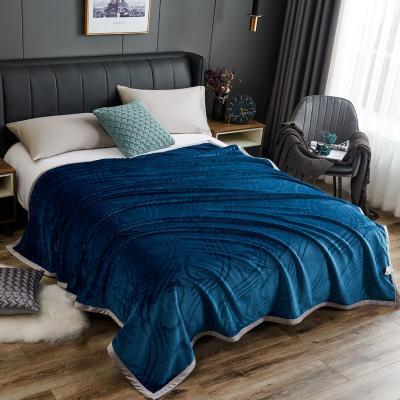 China Hot Sale Anti-static Thick Blanket Amazon Velvet Blance Hollow Blanket Office Nap Flannel Coral Blanket for sale