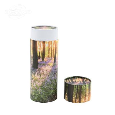 China Recycled custom materials environmental protection wholesale printing paper tube urn for animal pet ashes for sale