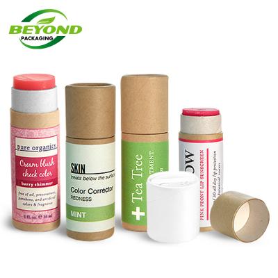 China Recycled Materials Biodegradable Recycled Cylinder Round Shape Paper Lift Up Paper Tube For Bamboo Lip Balm Packaging for sale