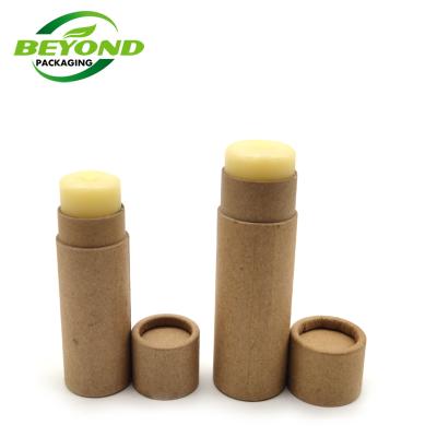 China Eco-friendly Recyclable Cardboard Kraft Paper Lip Balm Paper Container White Tube Packaging Lift Up Paper Tube for sale