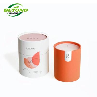 China Customized Printing Luxury Design Cylinder Biodegradable Cardboard Kraft Paper Tube For Candle Paper Box for sale