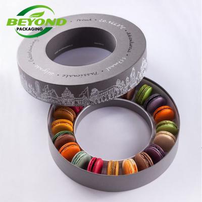 China High Quality Recyclable Cardboard Cylinder Circle Box Macaron Gift Box For 20 Macaron With Custom Printing for sale