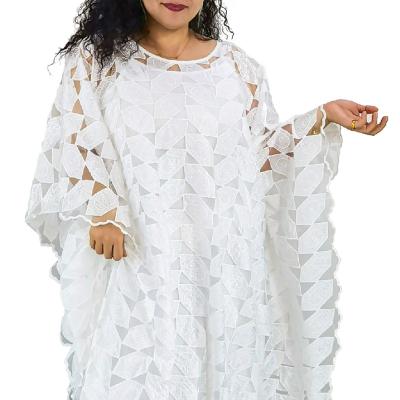 China 2021New 100% Polyester Fashion Two Piece Set African Clothing Long Abaya Plus Size Loose Shiny Yarn Tulle Lace Up Boubou For Women for sale