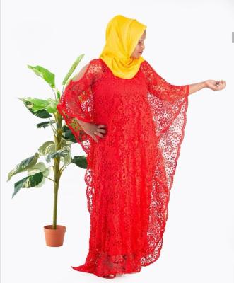 China New 5153B# Polyester African Clothing Fashion Women's Guipure Rope Lace Up Elegant Abaya Plus Size Loose Boubou With Inner For Party for sale