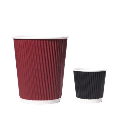 China Wholesale Custom Printed Disposable 6oz 7oz 8oz 12oz 16oz Ripple Ripple Hot Paper Coffee Cup With Lids And Sleeves for sale